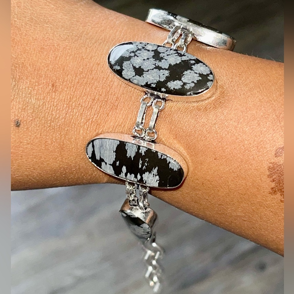 Snowflake Obsidian Bracelet 7” - 8 1/2”